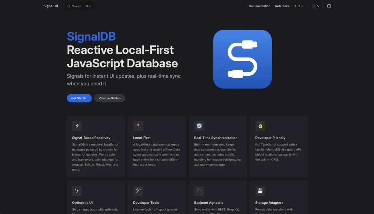 SignalDB documentation page