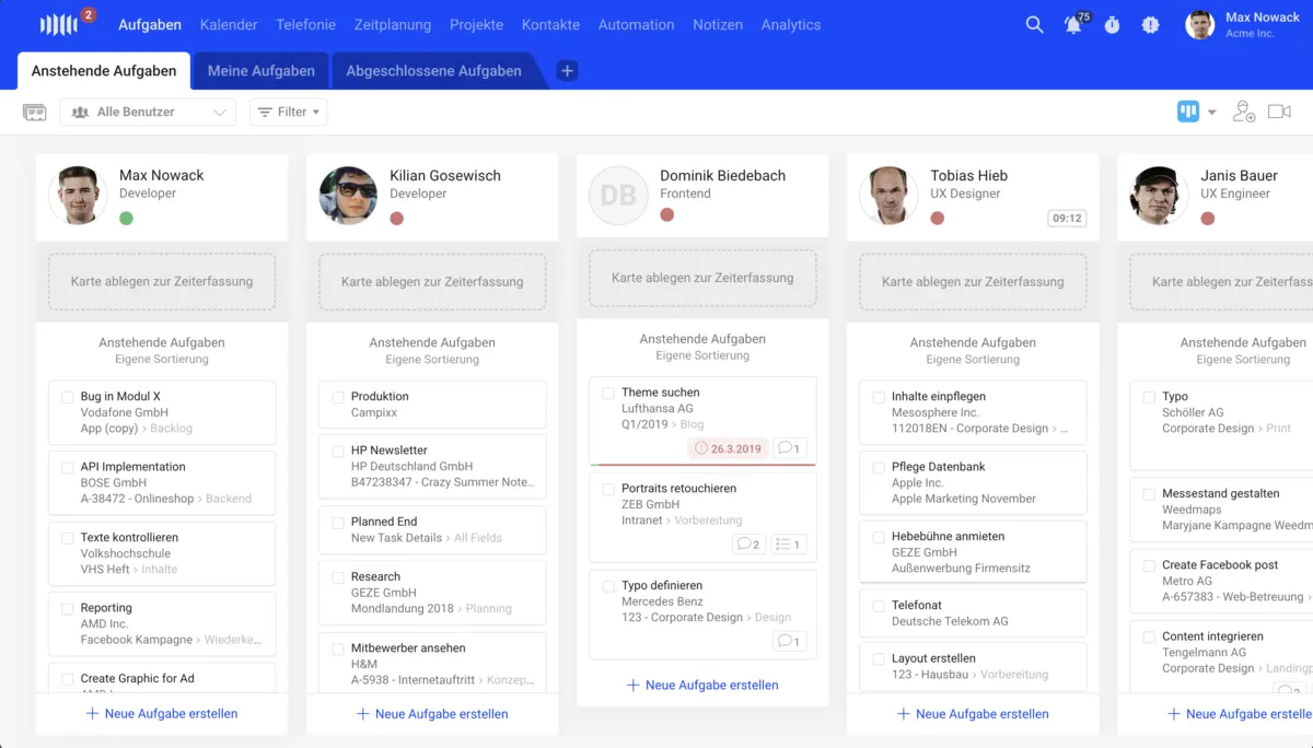 TeamGrid planning interface